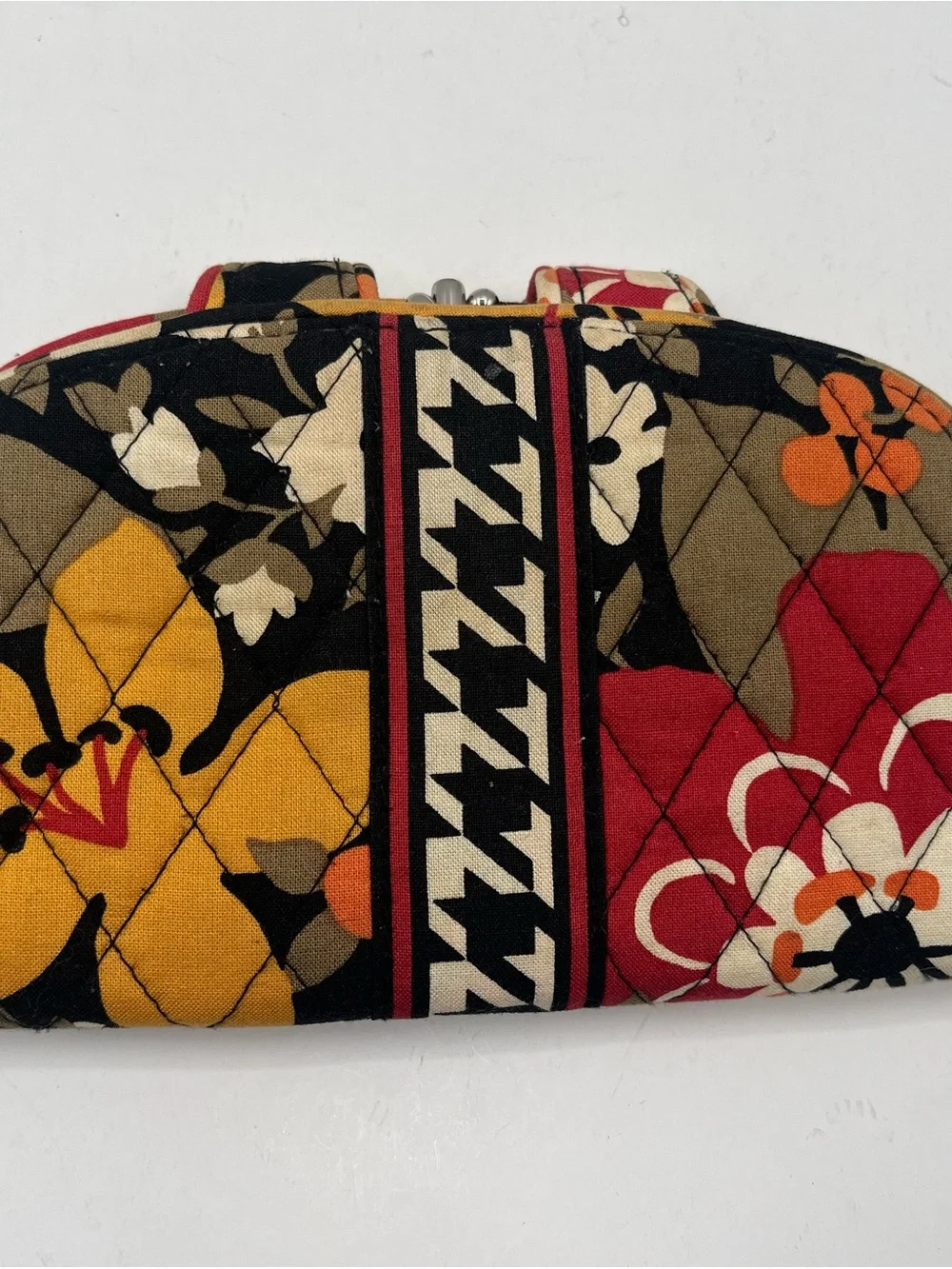Vera Bradley Quilted Floral Cotton Clutch Wallet in Red and Mustard